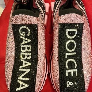 Dolce & Gabbana Glittering Pink and Black Sneakers